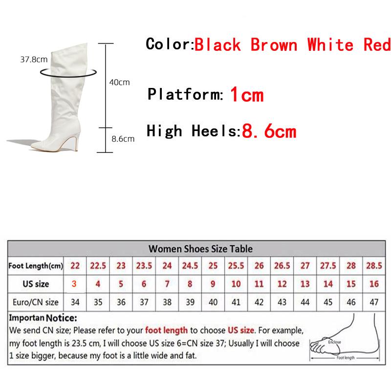 Liyke New Arrivals Pleated Patent Leather Knee High Boots Women Sexy Pointed Toe Runway Shoes Autumn Winter Stiletto Heels Pumps