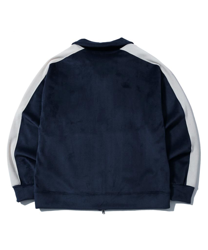 Search410 Velour Corduroy Zip-Up Navy