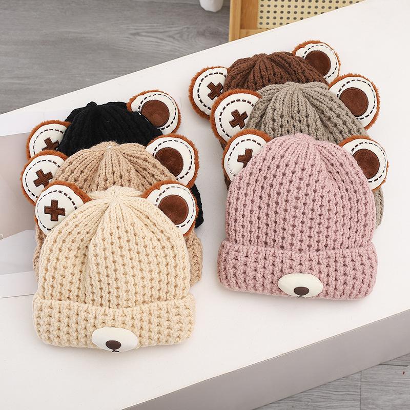 Cute Little Bear Hat for Women In Autumn and Winter Plush New Korean Knitted Hat Versatile Warm Ear Protection Thickened Velvet Cold Hat