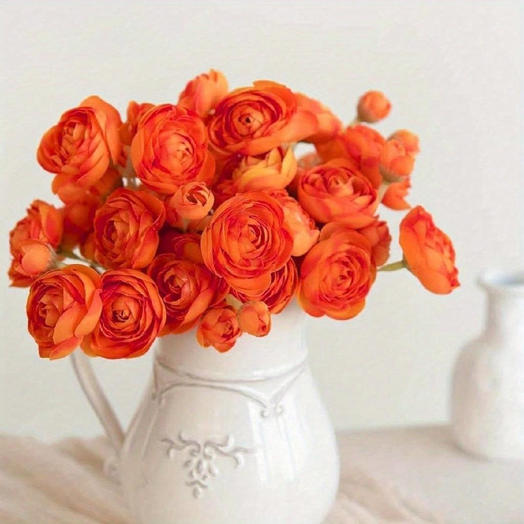 2 Bunches Ranunculus Artificial Flower Faux Silk Flowers for DIY Bouquet Fake Wedding Filler Flowers for Centerpieces Bridal Shower Decorations