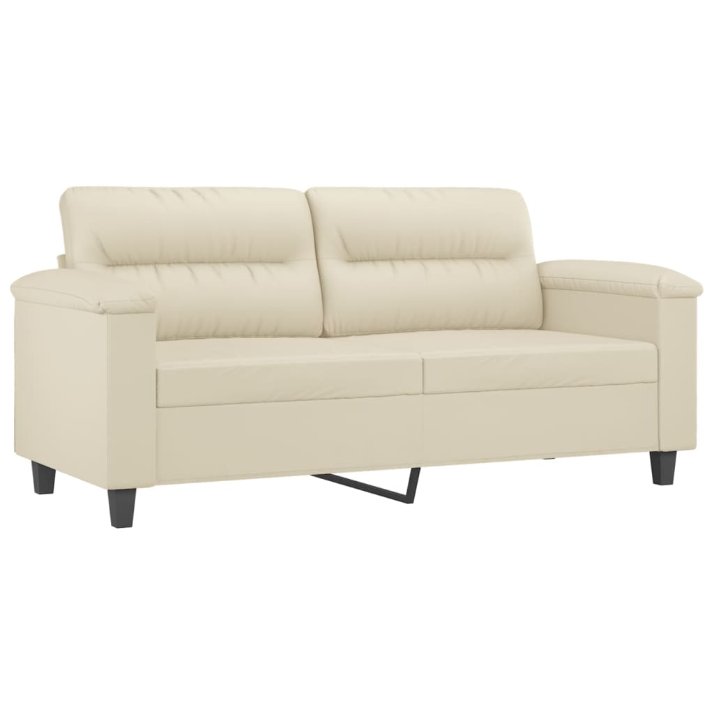 2 Seater Cream Sofa 140 Cm Faux Leather