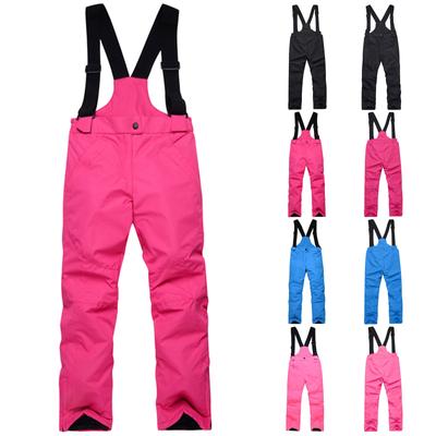 Detské lyžiarske nohavice jednofarebné Teplé, hrubé outdoorové športové Teplé vodeodolné lyžiarske nohavice s vreckovým popruhom