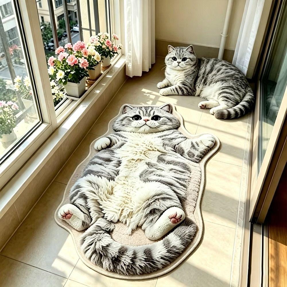 Non-Slip Home Decor Carpet Anti-fouling Cartoon Carpet Cute Cat-Shaped Area Rug  Bedrooms