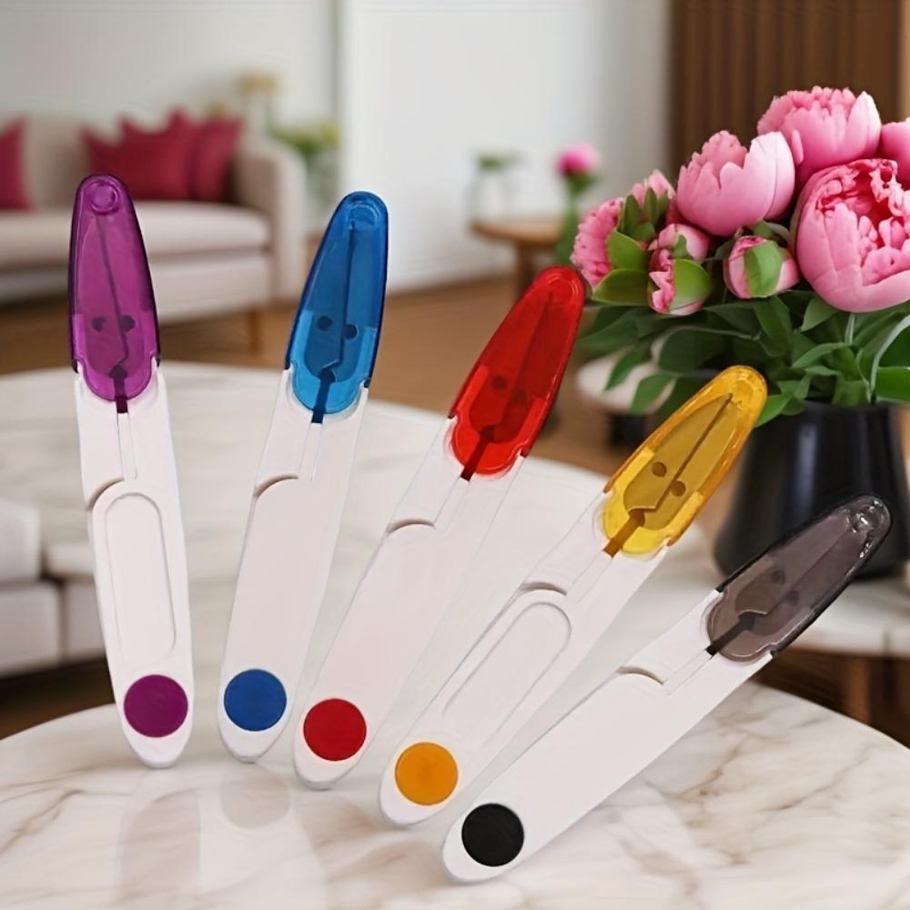 Set of 2 Portable U-shaped Sewing Scissors with Safety Rubber Grips; Ergonomic Mini Scissors, Ideal for Cutting Fabric, Embroidery and Quilting