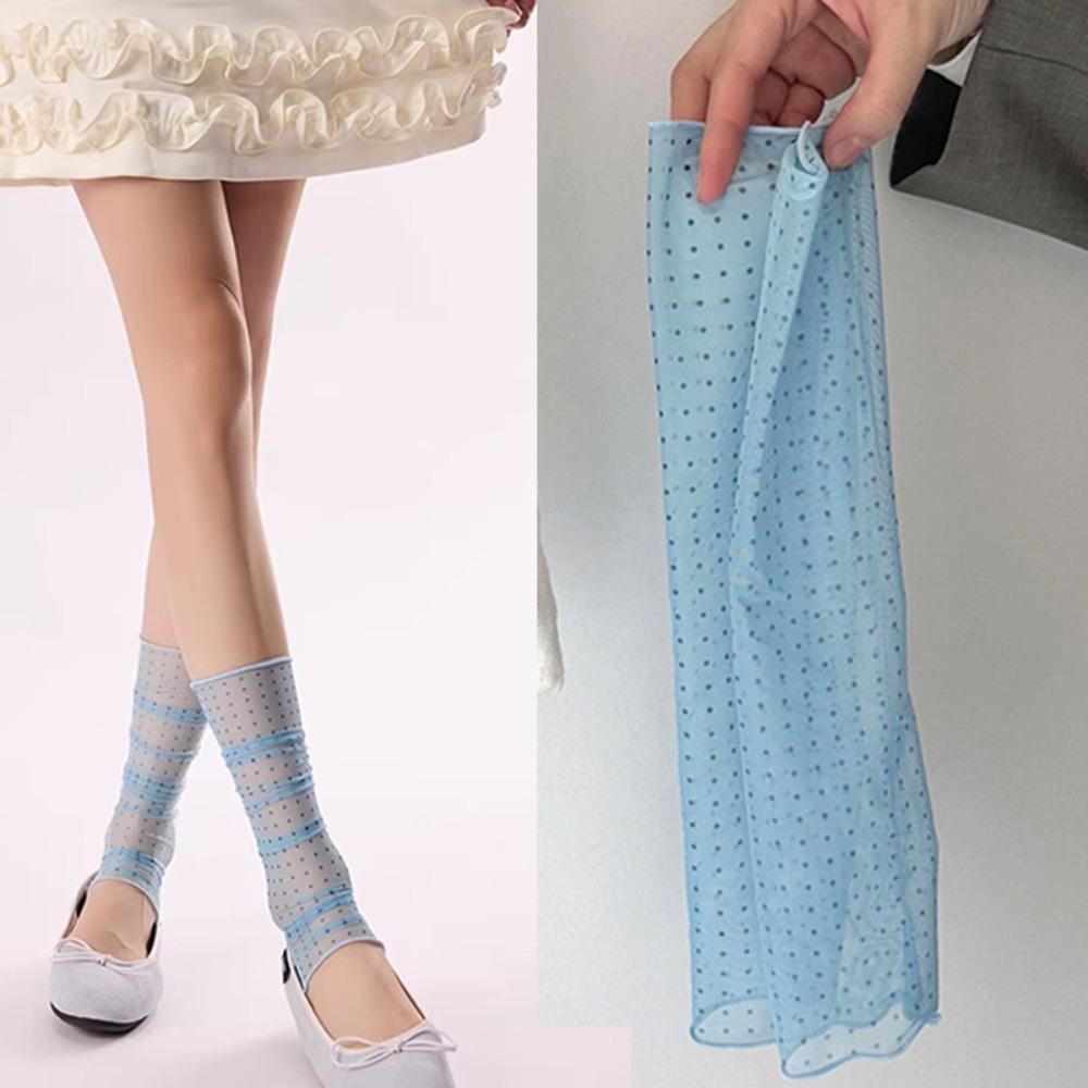 

Fashion Ultra-thin Polka Dot Sock Skin-friendly Soft Mid-calf Socks Breathable Women Silk Sheer Stacked Socks Summer 35-39