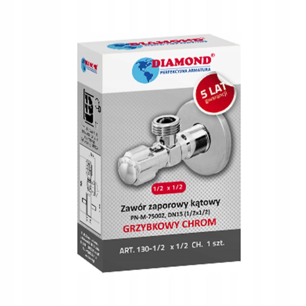 Zawór Kątowy 1/2 X 1/2 Grzybkowy Do Pralki Chrom