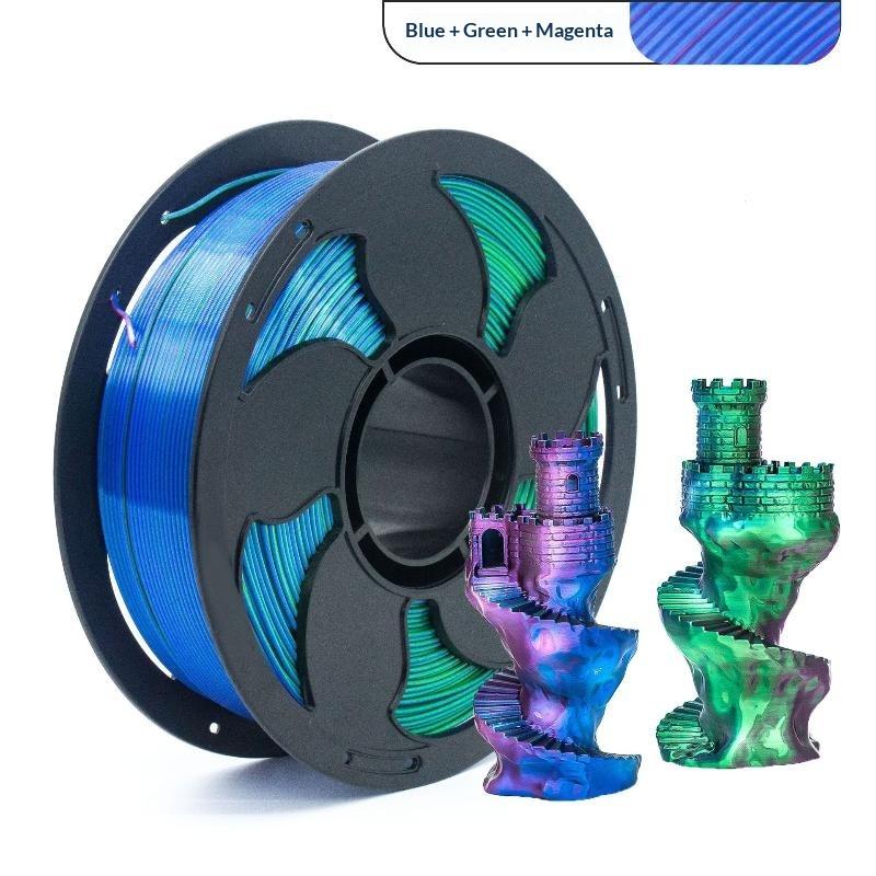 Silk Rainbow PLA Filament 1.75mm 1KG Smooth Color Transition Multicolor 3D Printer Consumable for Industrial Prototyping Use