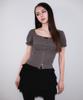 ROSEFRANTZ Puff Shirring Ribbon T-Shirt [Charcoal]