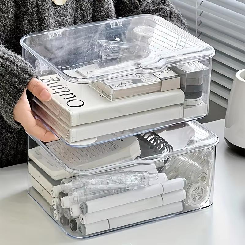 PET Material Desktop Storage Box Dust-Proof Cover Transparent Visible Large-Capacity Environmental Protection Organization Box
