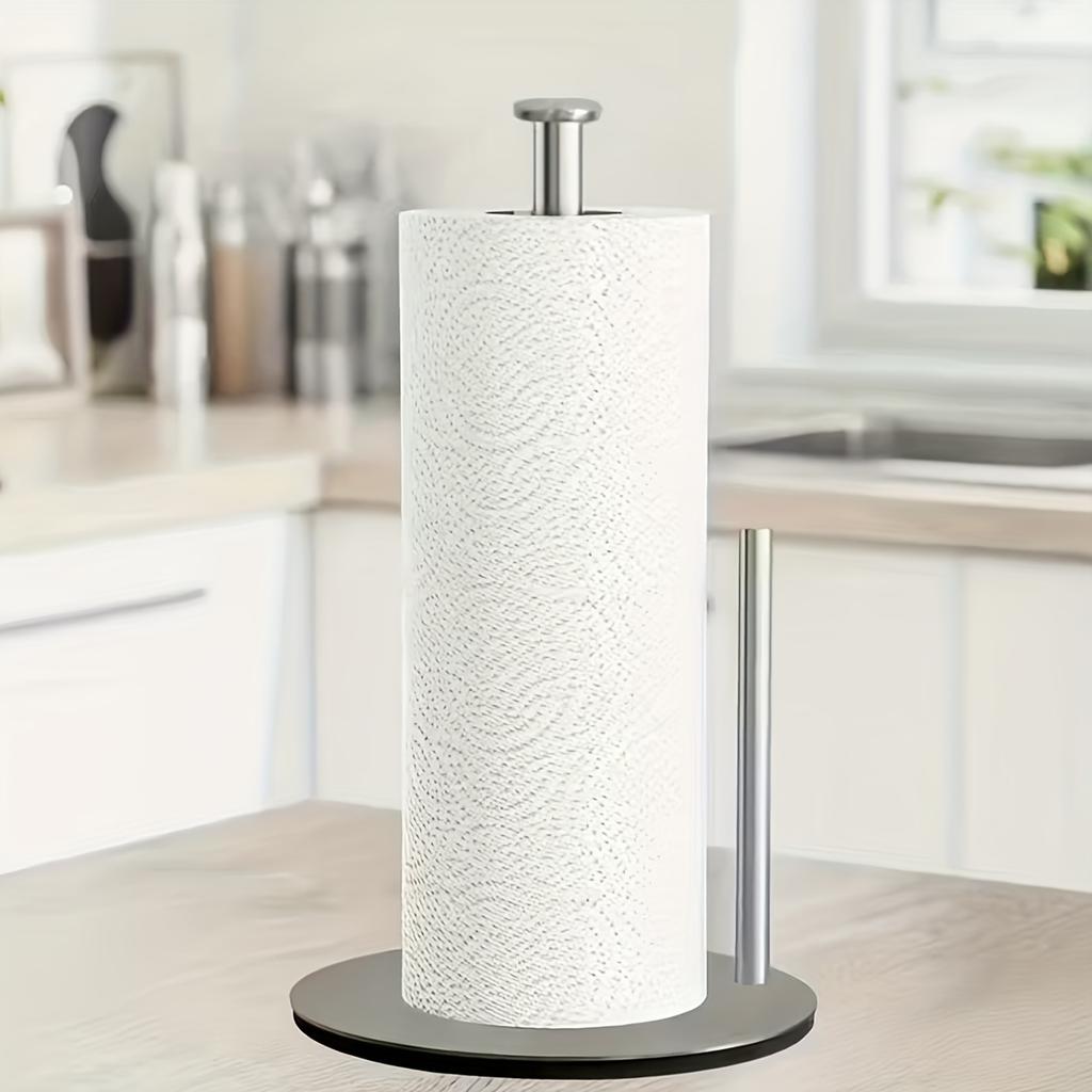 Countertop Stainless Steel Paper Towel Stand, Anti-tip Weighted Base Design, Multifunctional Heavy Duty Kitchen Organizer