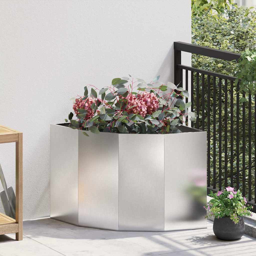 Corner Planter Silver 60 X 60 X 50 Cm Stainless Steel