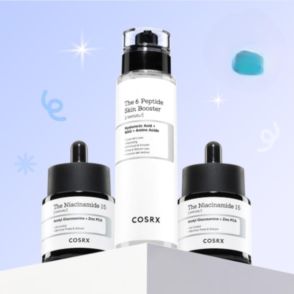 COSRX Niacinamide 15 Serum ×2 + Peptide Serum 150ml – Sebum & Pore Care Intensive 3-Piece Set