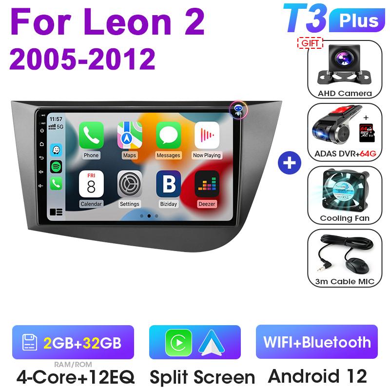 Android 12 Car Radio For Seat Leon 2 2005 - 2012 GPS Navigation 4G Carplay Auto 2 Din Stereo Intelligent Systems Smart Autoradio