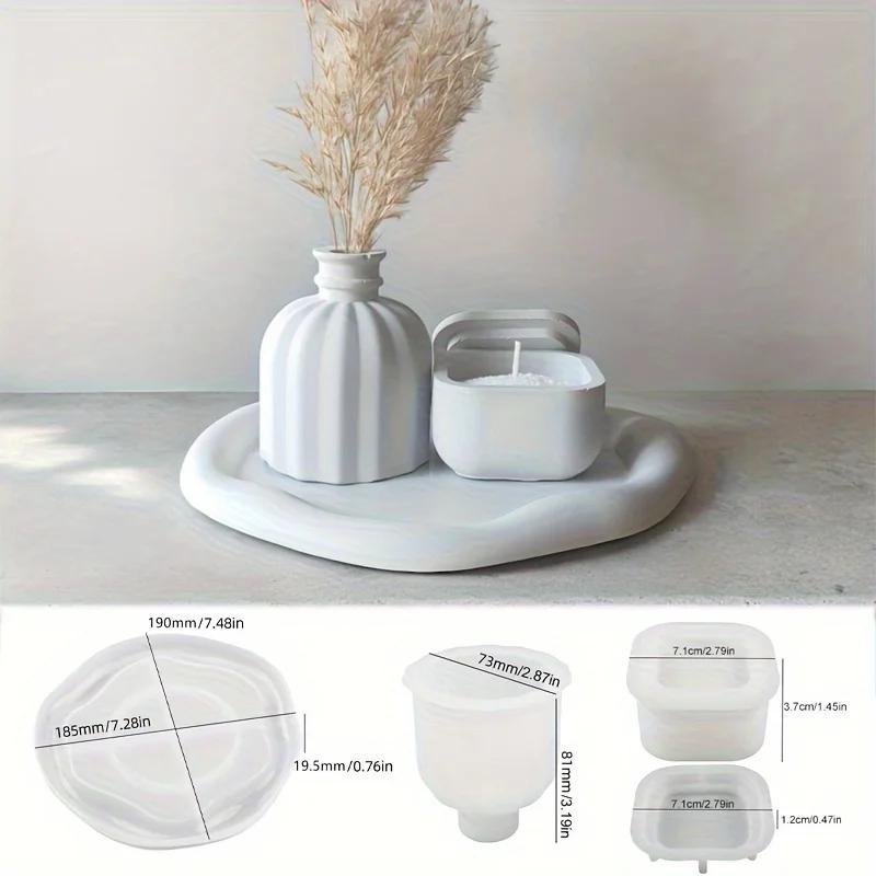 

Высококачественный набор из 3 силиконовых форм для хранения для DIY-поделок из эпоксидной смолы, ручной работы, из гипса, бетона, цемента, формы для подсвечников, для дома