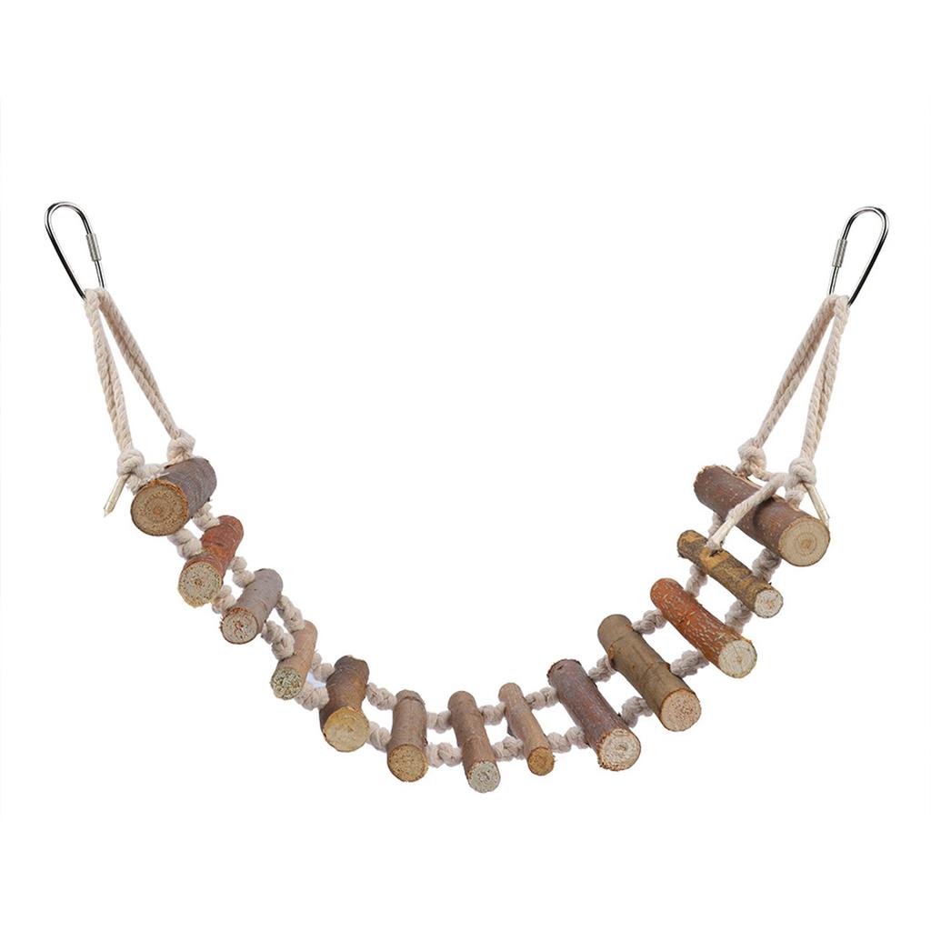 1Pc Parrot Natural Rope Wood Ladder Swing Toy Hanging Climbing Bridge Bird Pet Chewing Toys