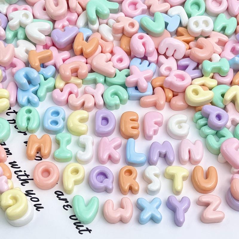 Acrylic Alphabet Beads 50PCS Smooth Surface Pastel Candy Color for DIY Jewelry Bracelet Anklet Kids Craft