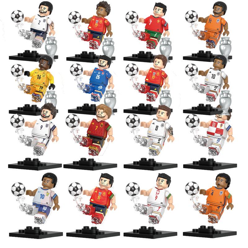 G0182 G0183 Soccer Player Building Blocks Figures, Star Player Action Figures, Articulated Joints, Collectible Model Kit