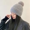 Rabbit Fur Knitted Hat Women's Autumn and Winter Warm Wool Hat New Velvet Ear Protector