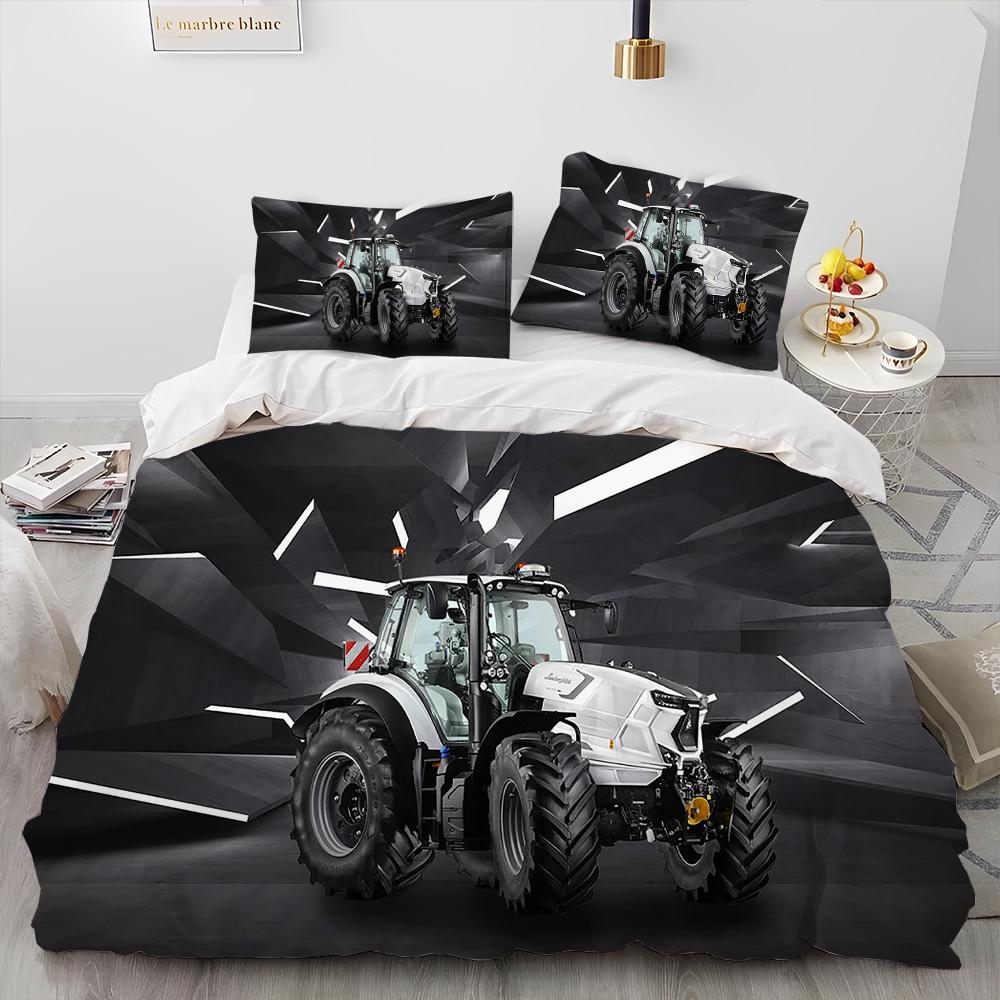 Set Biancheria da Letto Trapunta Serie Trattori Camion Auto 3D Copripiumino Set Letto Coperta Trapunta Federa Matrimoniale Regina Letto Bambini 3D