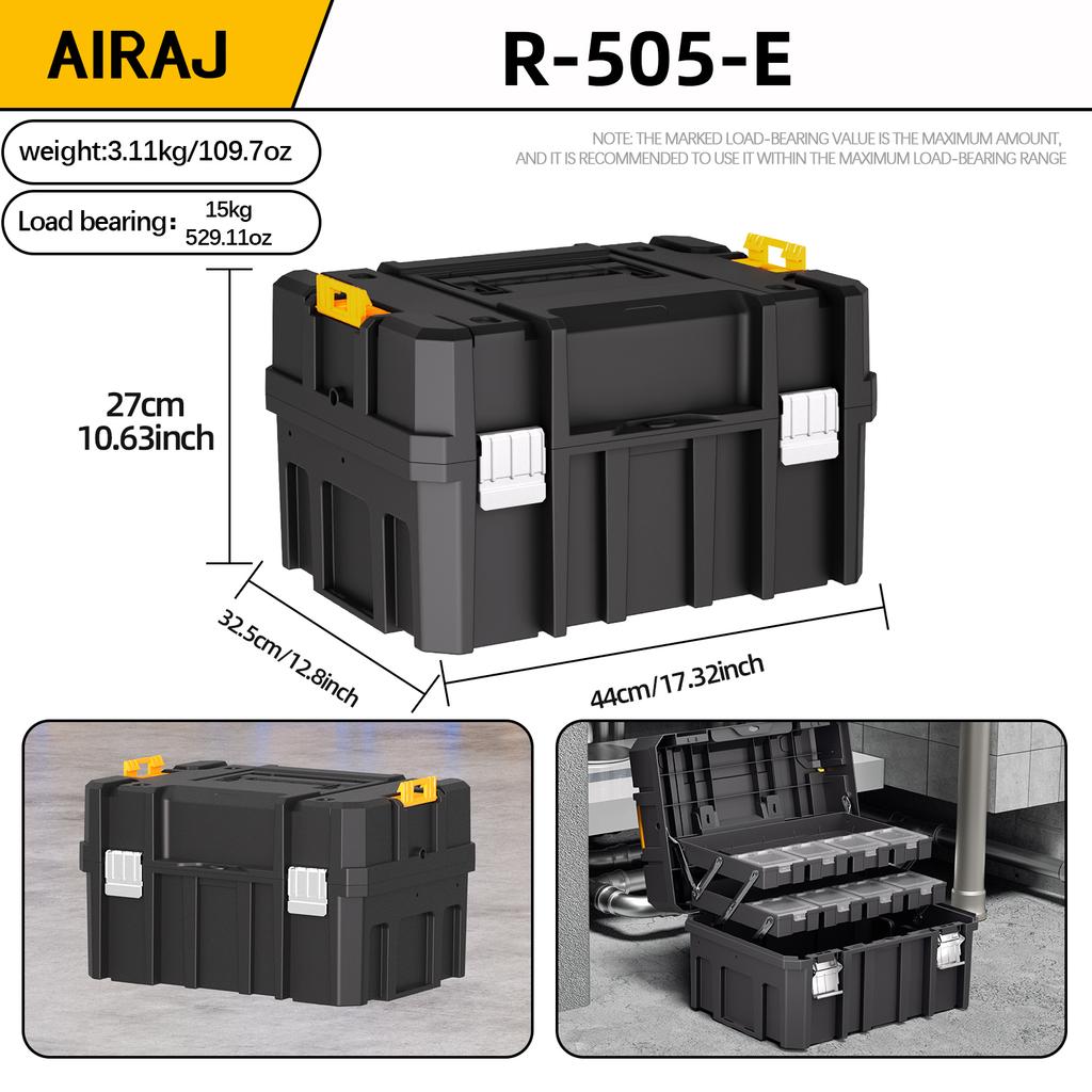AIRAJ Stackable Modular Combo Toolbox Set -Portable Combo ToolBox with Wheels for Space-Saving Modular Assembly & Easy Mobility!