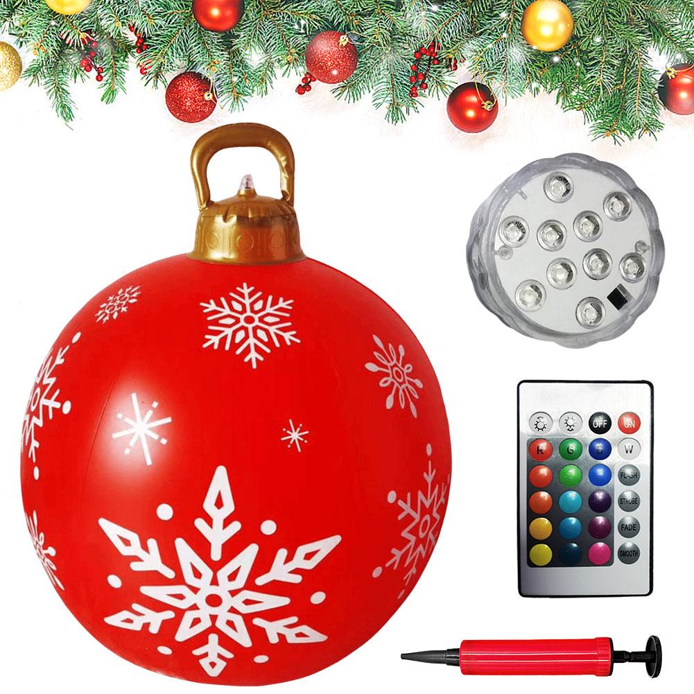 24 Inch Inflatable Christmas Balls Outdoor Christmas Decorations with Light and Remote Christmas Decorations Ball Holiday Decor