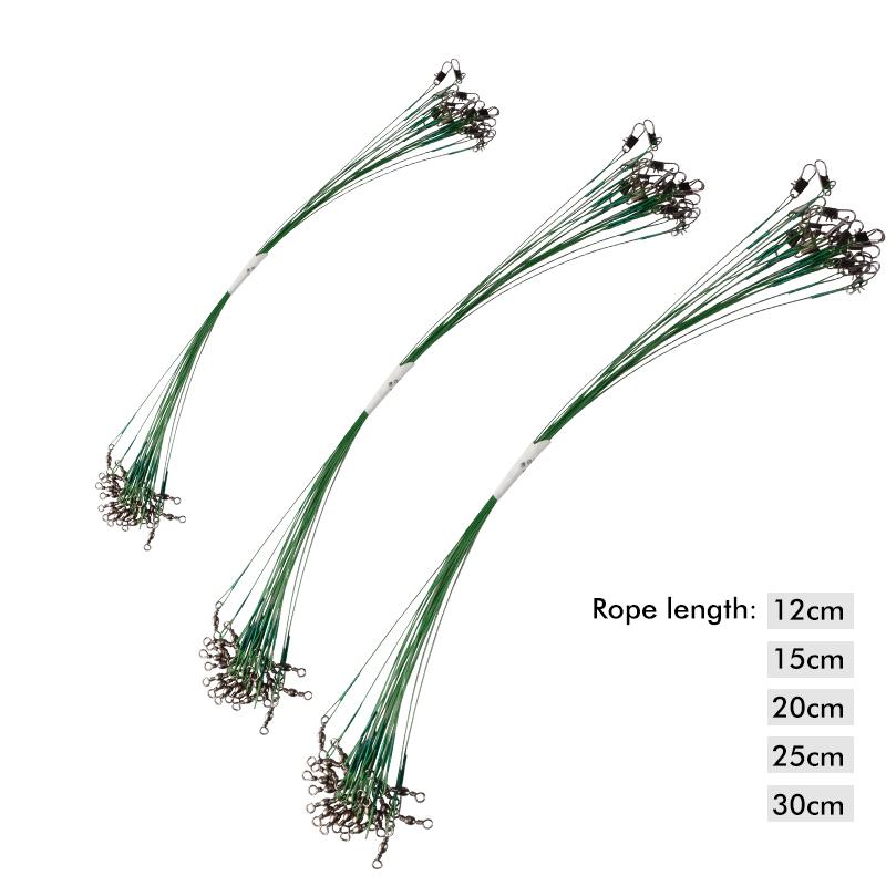 MEREDITH Filo da Pesca in Acciaio Anti-Morso 15cm-30cm Terminale in Filo d'Acciaio con Girella Accessorio da Pesca Treccia con Nucleo in Piombo Filo da Pesca