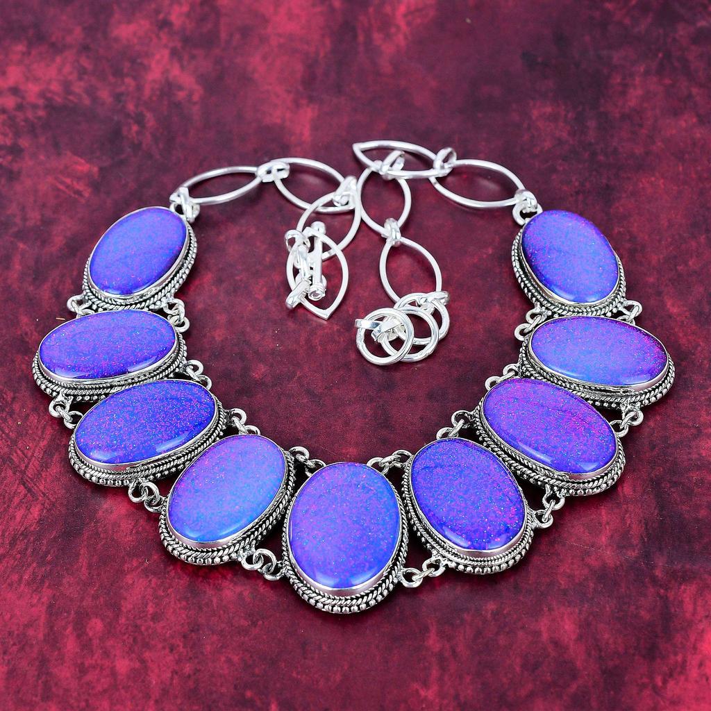 Triplet Opal 925 Solid Sterling Silver Necklace with Adjustable Chain, Handmade Gemstone Jewelry Necklace Gift For Her