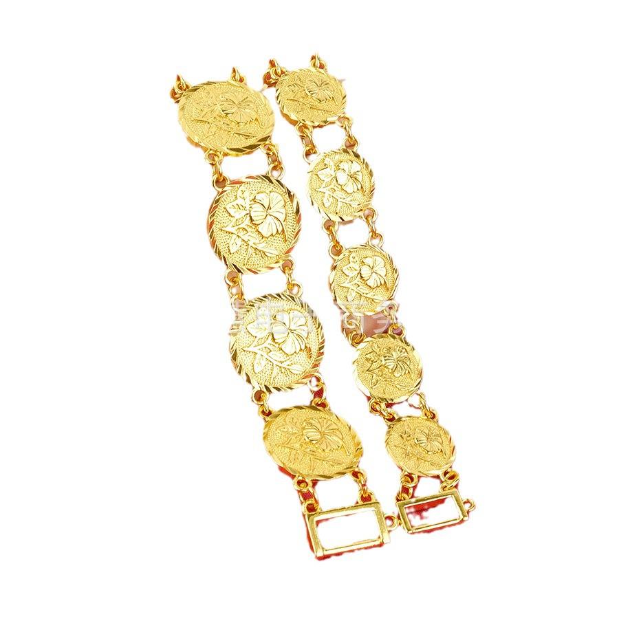 

Браслет с круглой пряжкой в виде цветка с золотым покрытием Ближнего Востока - Роскошные украшения из песочного золота для женщин, Идеальный подарок на свадьбу или день рождения 15N Flower Coin Bracelet (1 piece)