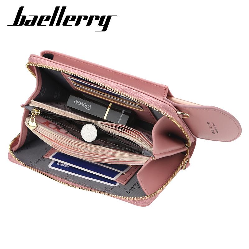 Portafoglio Lungo da Donna Baellerry Stile Coreano Borsa a Tracolla Borsa a Spalla Singola in Pelle PU Borsa Portamonete con Zip alla Moda Borsa per Cellulare