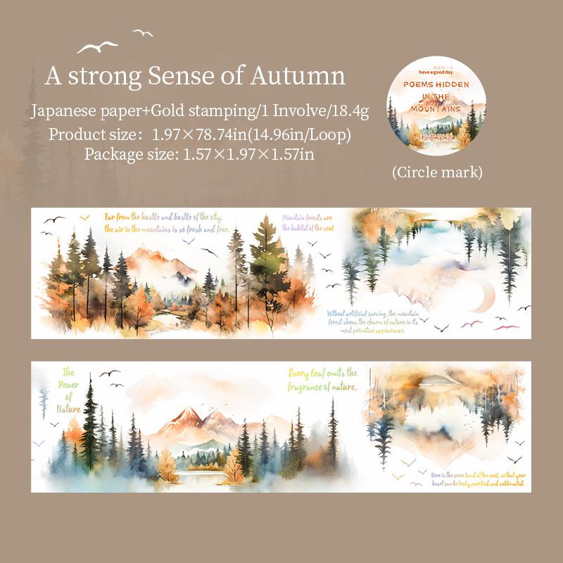 1 Rolka Retro Tusz Krajobraz Washi Tape Ukryta w Lesie Seria Poezji Materiały do Scrapbookingu Ramka na Zdjęcia DIY Naklejki Dekoracyjne