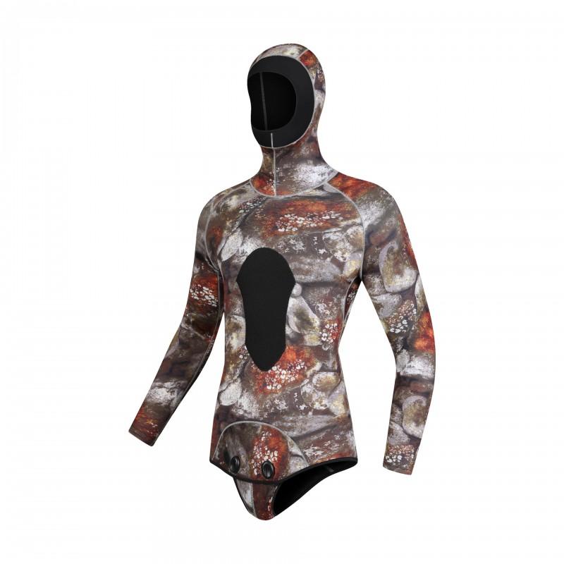 Muta separata in neoprene da 3 mm Uomo Donna Mimetica con cappuccio Apnea Surf Pesca subacquea Immersioni profonde Salvataggio Calda
