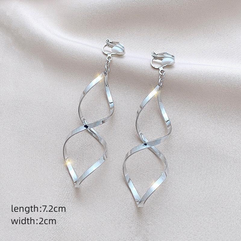 Neue Perlenblumen-Clip-On-Ohrringe mit langem Temperament, Perlenkette, Quaste, nicht durchdringende Ohrringe für Damen