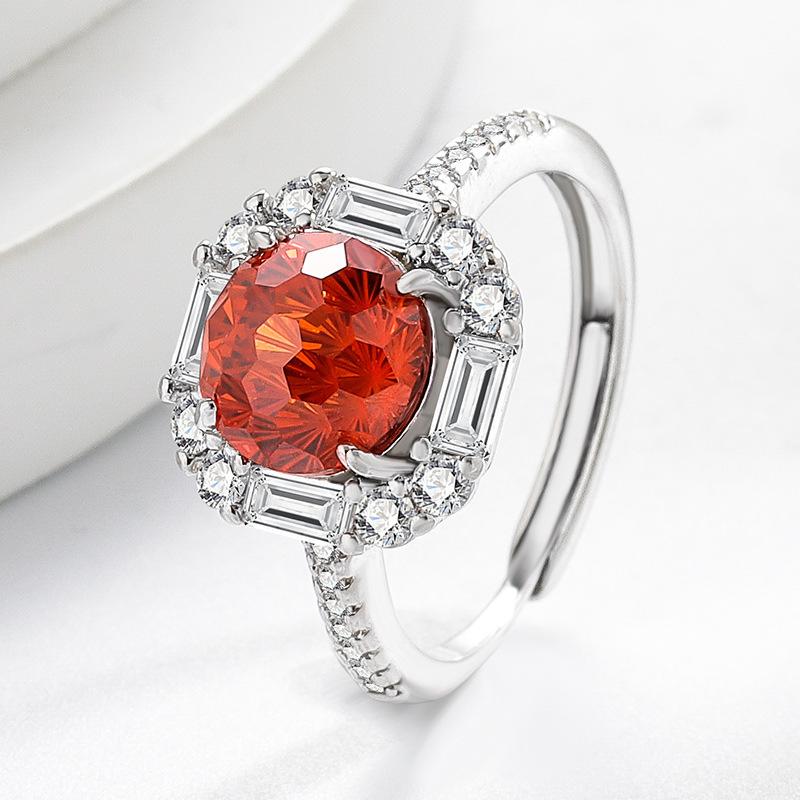 Copper Light Luxury Elegant Dahlia Cut High Carbon Diamond Sugar Cube Ring Women'S Jewelry