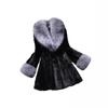 Women's Mid-Length Faux Fur Coat with Large Collar
