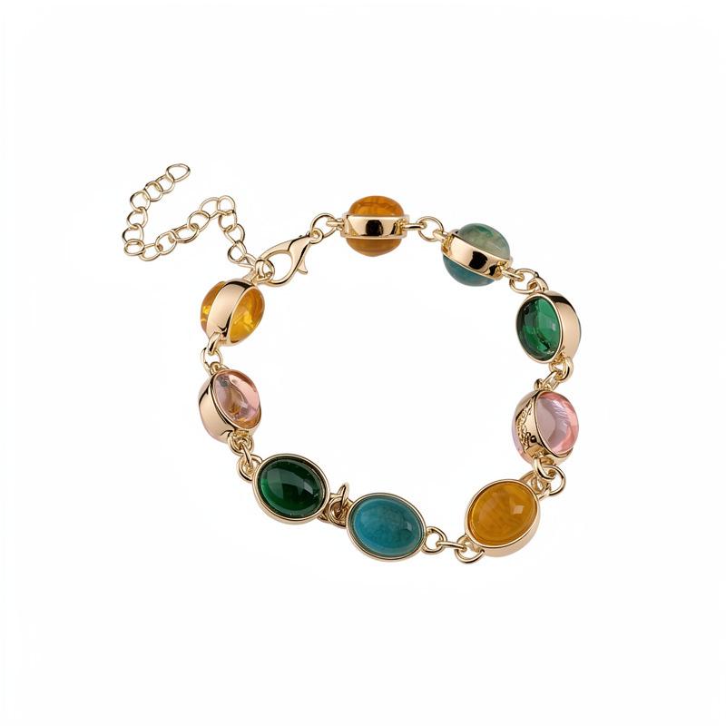 Vintage-Style Colorful Zircon Beaded Necklace - Retro Fashionable Light Luxury Collarbone Chain