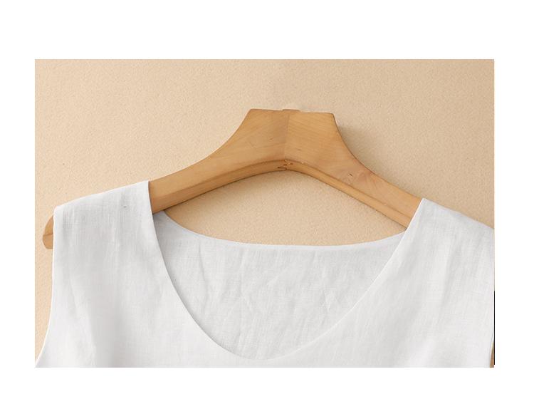 Women's Plus Size Double-Layer Cotton Linen Sleeveless Knit Vest