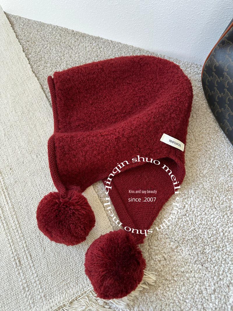 

Японская шерстяная круглая вязаная шапка - милая, теплая, 100% шерсть, осенне-зимний стиль для женщин One Size