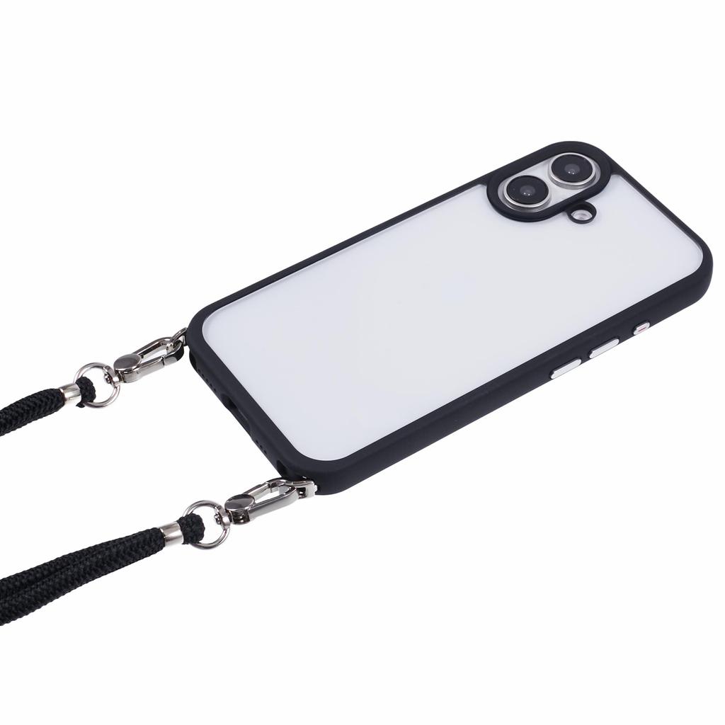 For iPhone 16 Plus Case TPU+PC Crystal Clear Back Cover with Lanyard