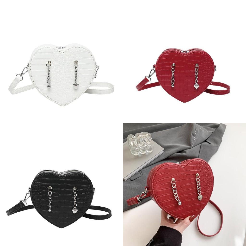 Pu Heartshaped Crossbody Bag With Crocodile Pattern For Daily Use
