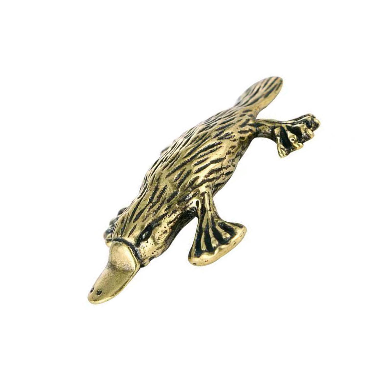 

Латунная фигурка утконоса для коллекционера и украшения дома, винтажная антикварная металлическая миниатюрная статуэтка животного, настольное украшение