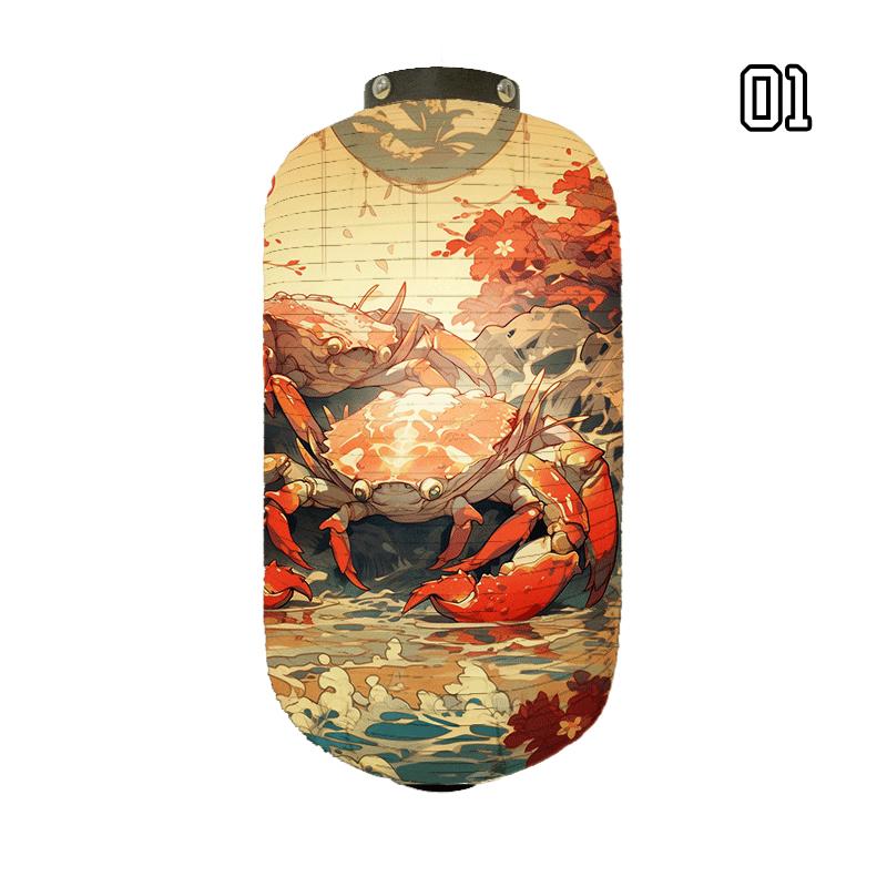 Japanese Style Paper Lantern Beautiful Crab Shrimp Printed Lanterns Sushi Hotpot Izakaya Restaurant Bar Advertising Lantern