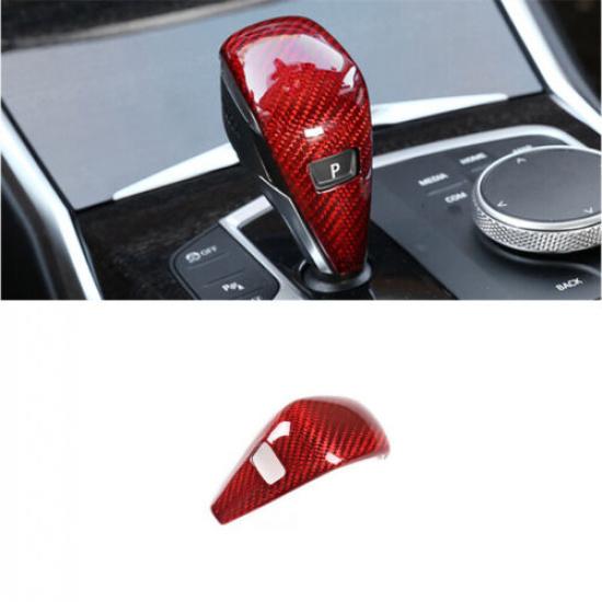 Luxury Red Carbon Fiber Gear Shift Knob Handle Decor For BMW 3 G20   21