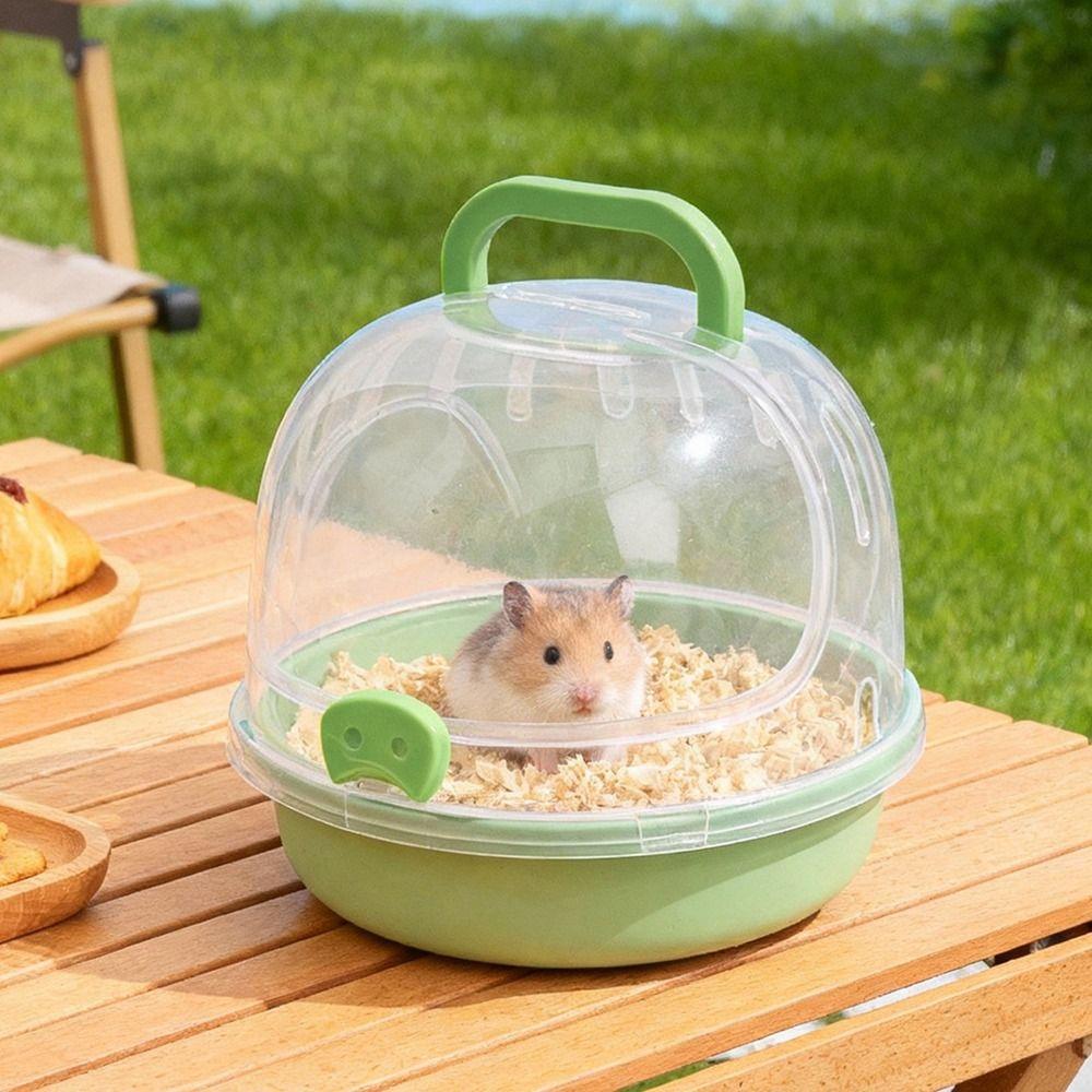 Transparent Travel Hamster Carrier Breathable Outdoor Hamster Cage  Pet Outgoing