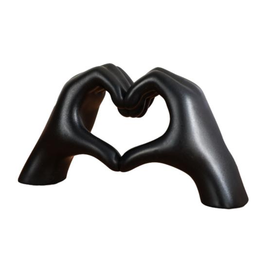 

День Святого Валентина Жест Любові Статуетка Серце-Кохання Форма Руки Статуя Скульптура Весільна Річниця Настільна Прикраса чорний