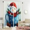2pcs  Curtains Cute Snowman Coffee Mug Christmas Contemporary Popular Curtains Prints Light Filtering Curtains Thermal