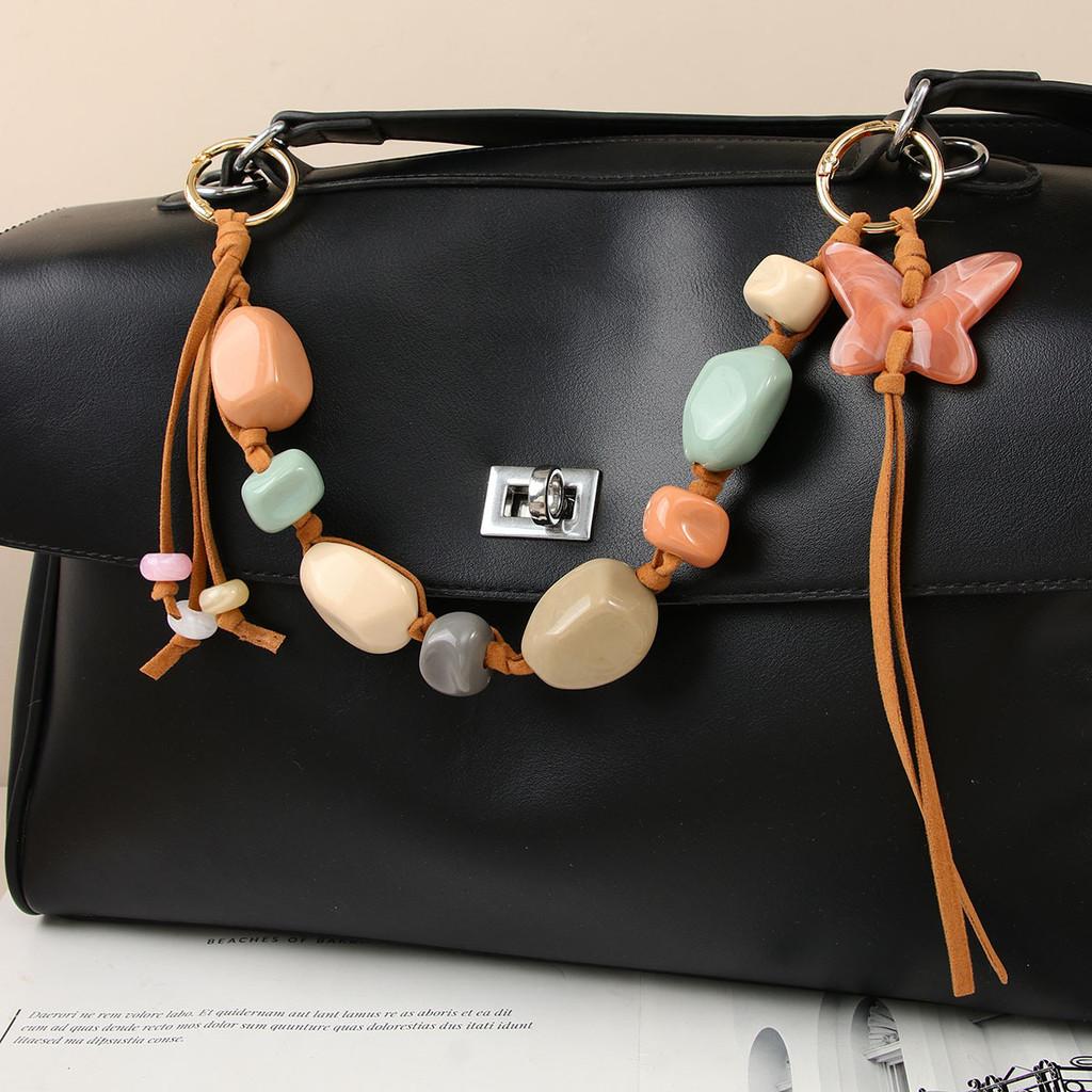 Bohemian Handcrafted Resin Butterfly Bag Charm With Dangle Pendant For Women