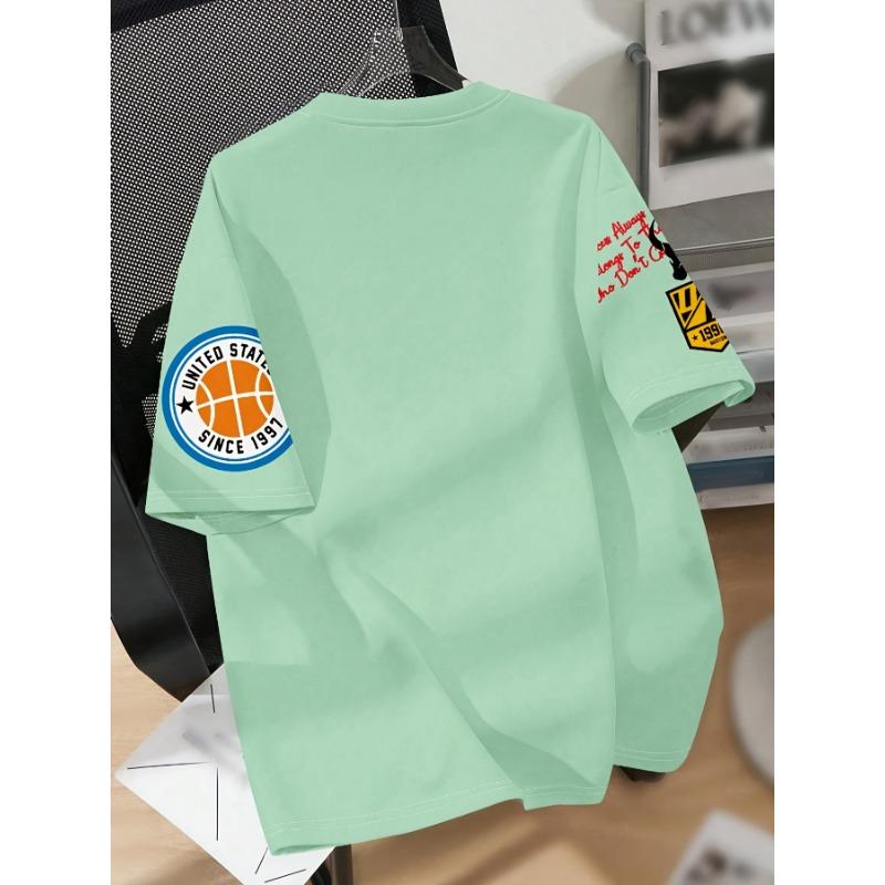 Casual Men'S T-Shirt with New York Lettering, Summer Short-Sleeve Printed T-Shirt, Oversized Top
