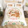Kids Pink Rose Rabbit King Queen Duvet Cover Cartoon Animal Comforter Cover Rose Moon Floral Bedding Set Polyester Quilt Cover