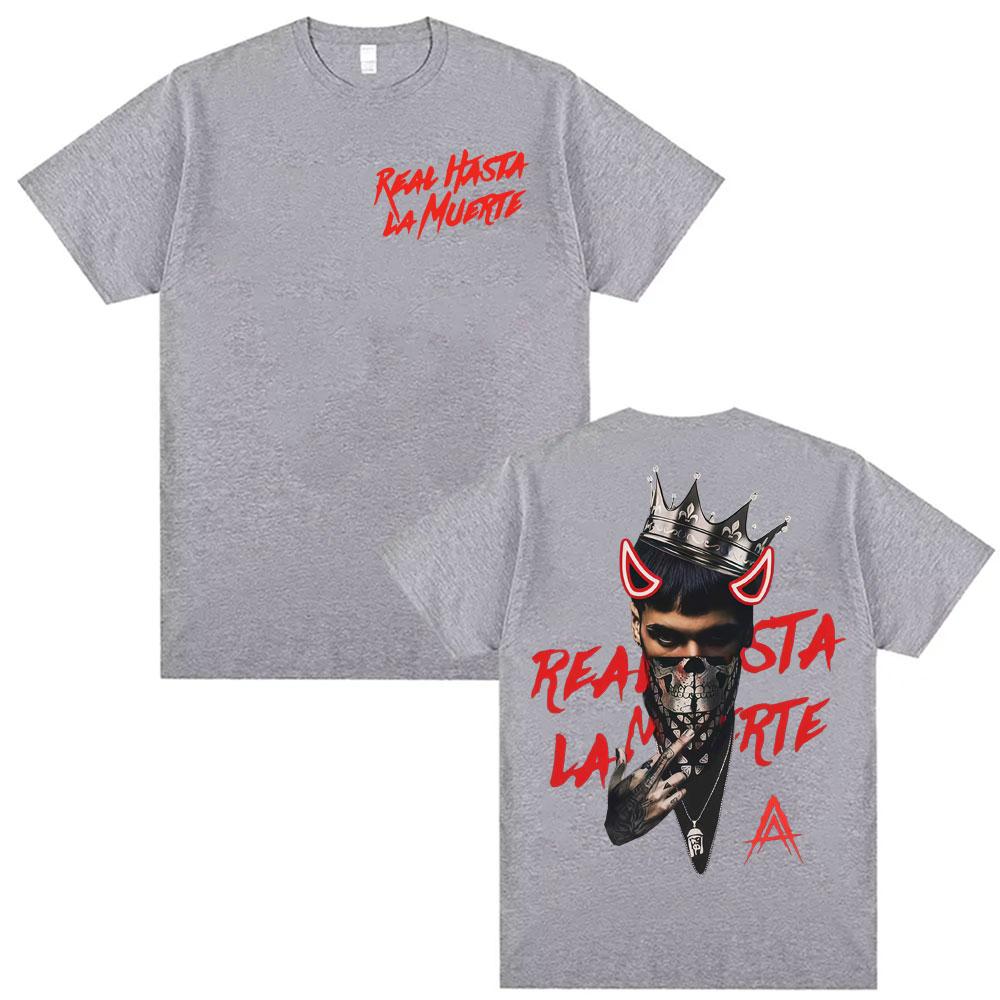 Anuel AA Rhlm 2 Real Hasta La Muerte Tour Cover TShirt Men Women Fashion High Street Gothic Clothes Tshirts Pure Cotton Top