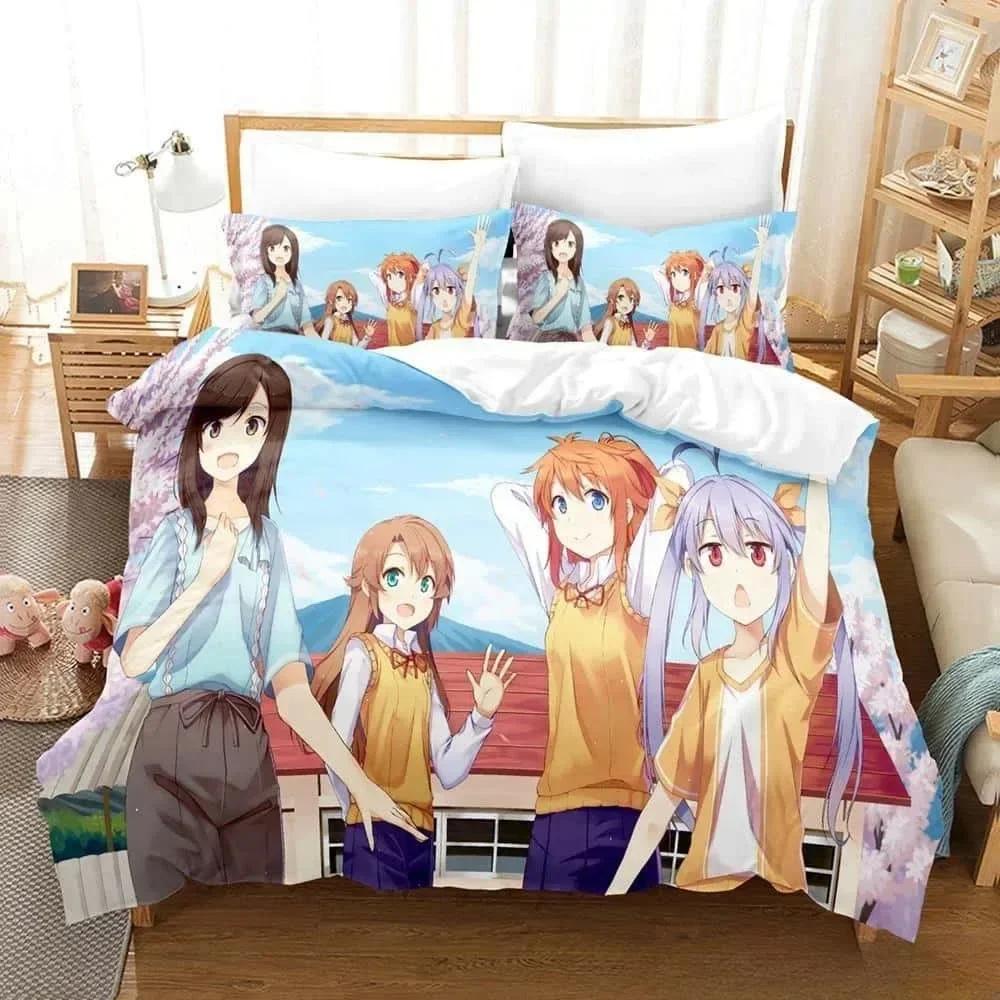 3D Print Anime Non Non Biyori Bedding Set Printed Bed Set With Pillowcase Bed Duvet Cover Soft Queen King Size Bedclothes Home